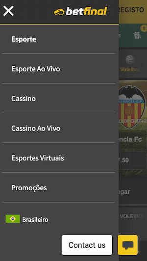 menu aplicativo betfinal app