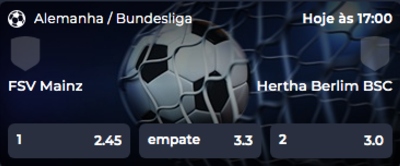 top odds para ligas europeias como premier league, bundesliga, la liga e muito mais! Dicas para Mainz x Hertha Berlin.