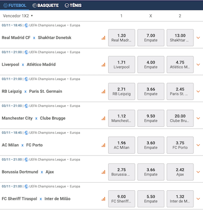 betmotion odds champions league 03/11