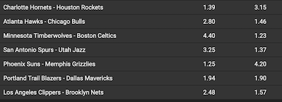 NBA odds apostas online 27/12