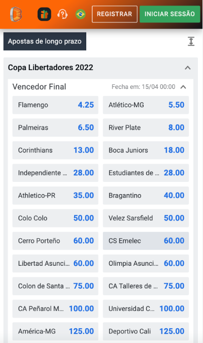 Aposte em quem vai ganhar a Libertadores 2022 com a Betano.