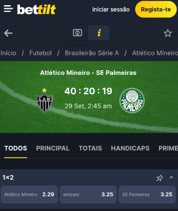 Odds Bettilt para jogo entre Atlético MG e Palmeiras