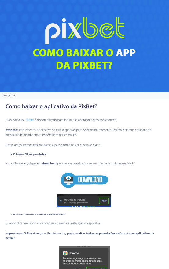 Blog Pixbet para downloiad da Pixbet app Android.