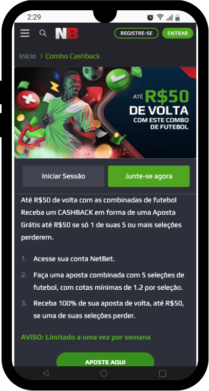 Netbet CashBack 50 reais - apostas Brasileirao