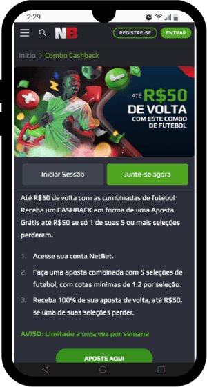 Netbet CashBack 50 reais - apostas Brasileirao